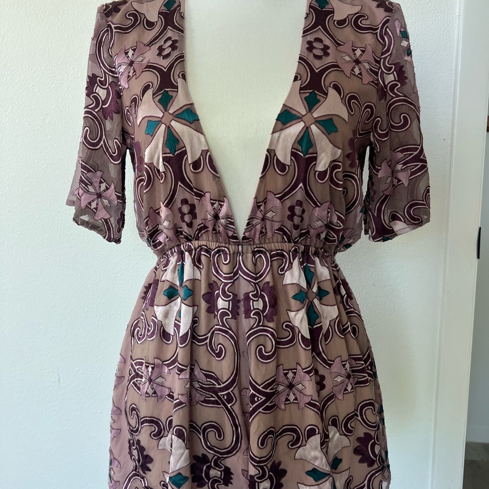 Bohemian V-Neck romper super low cut adorable silky